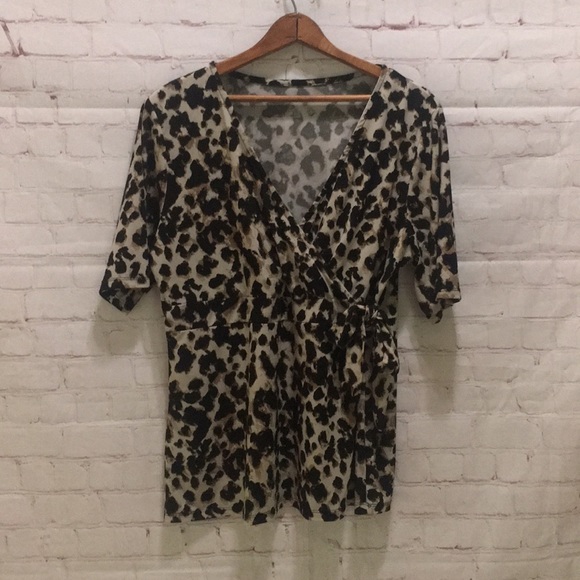 Merona Tops - Merona XXL animal print faux wrap side tie top